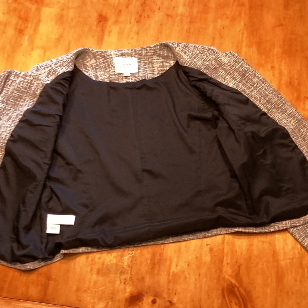 Ann Taylor LOFT Womens Black White Tweed Moto Jacket Size 6 Zip Front Cropped - Picture 6 of 11